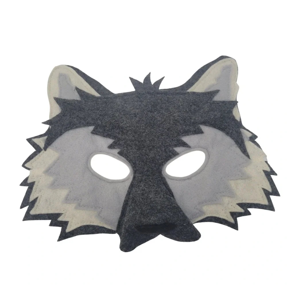 Felt Wolf Fox Animal Mask Costume Dress Up Elastic Band‎ Gray Children's Novelty